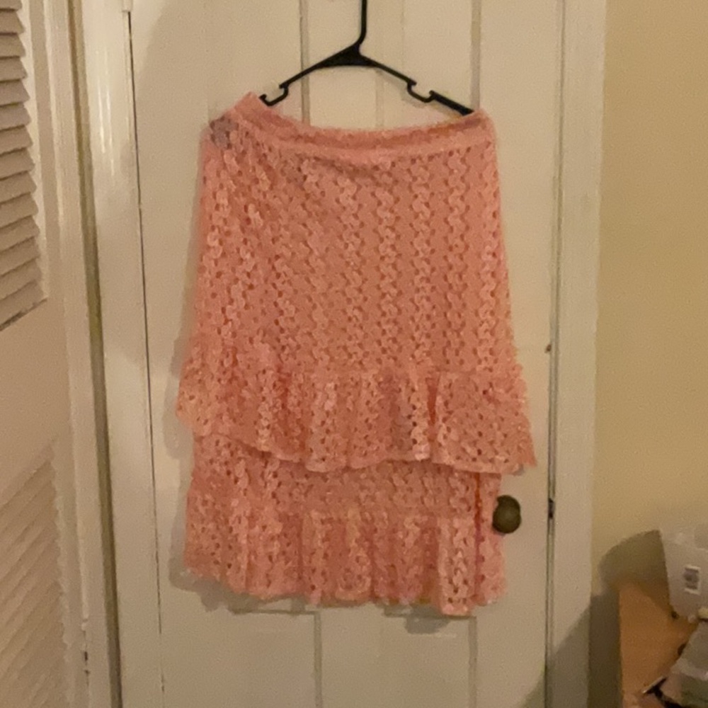 Pink Bubble Midi Skirt with Ruffled Tiers